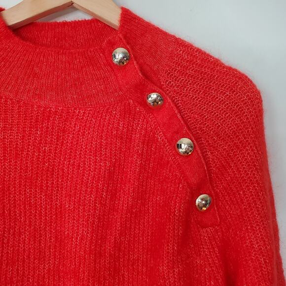 Sezane La Maille Rudy Jumper Mohair Mock Neck Sweater Red Knit Stretch Size M - Picture 5 of 9